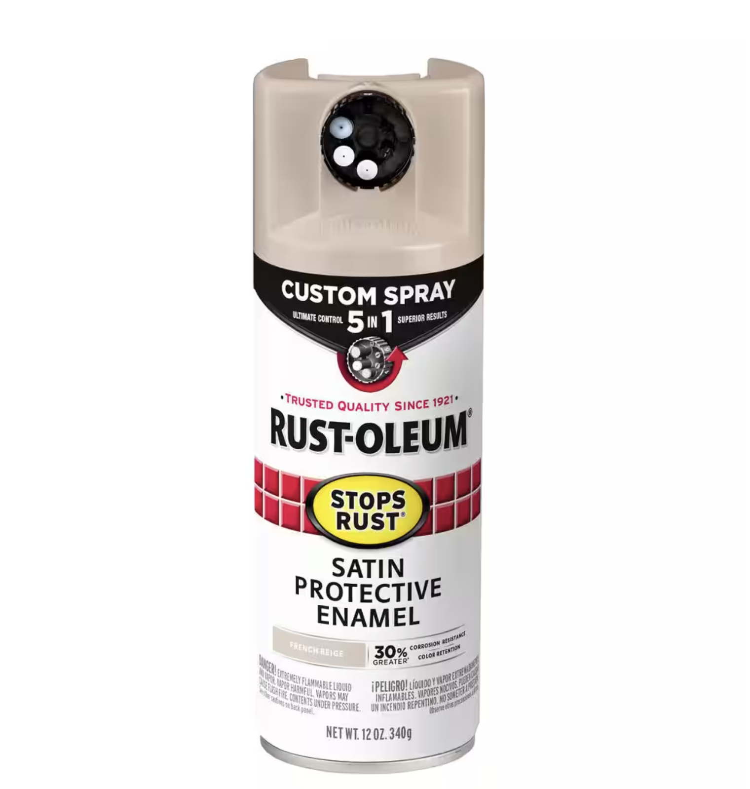 RustOleum Stops Rust 12 oz Custom Spray 5in1 Satin French Beige