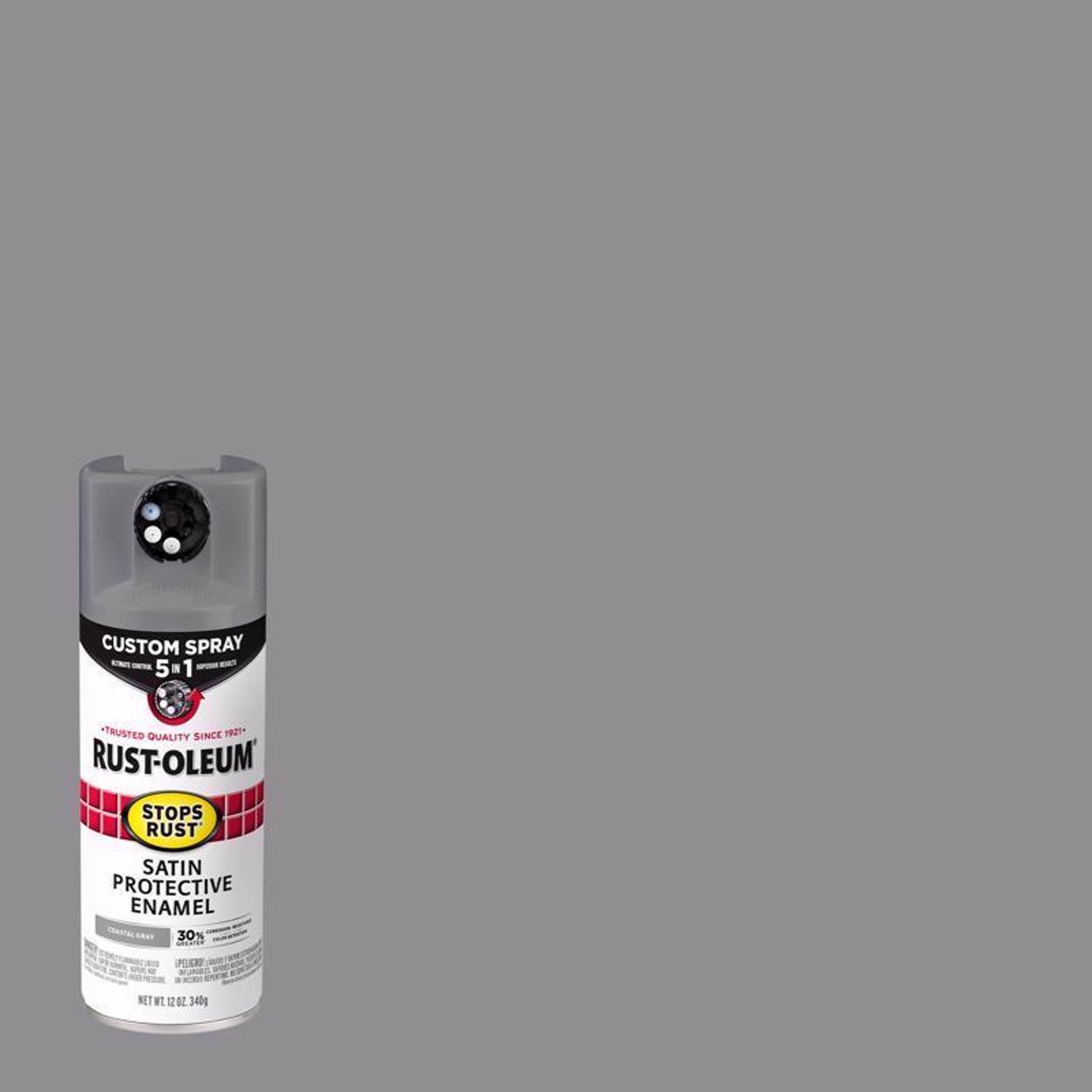 Rust-Oleum Stops Rust Custom Spray 5-in-1 Indoor and Outdoor Satin Gray Oil-Based Oil Modified Alkyd