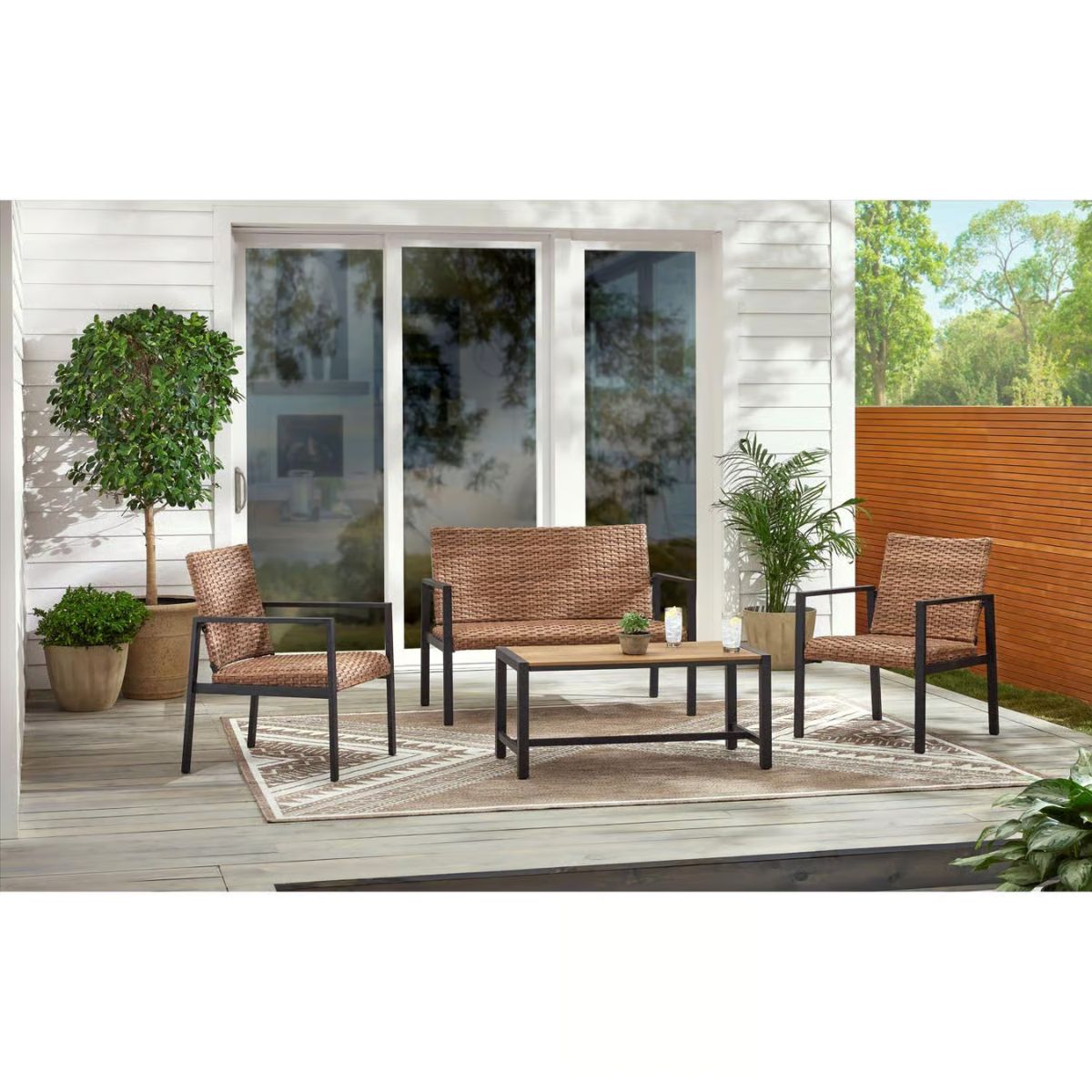 Living Accents Amato Brown Steel Frame Loveseat Set