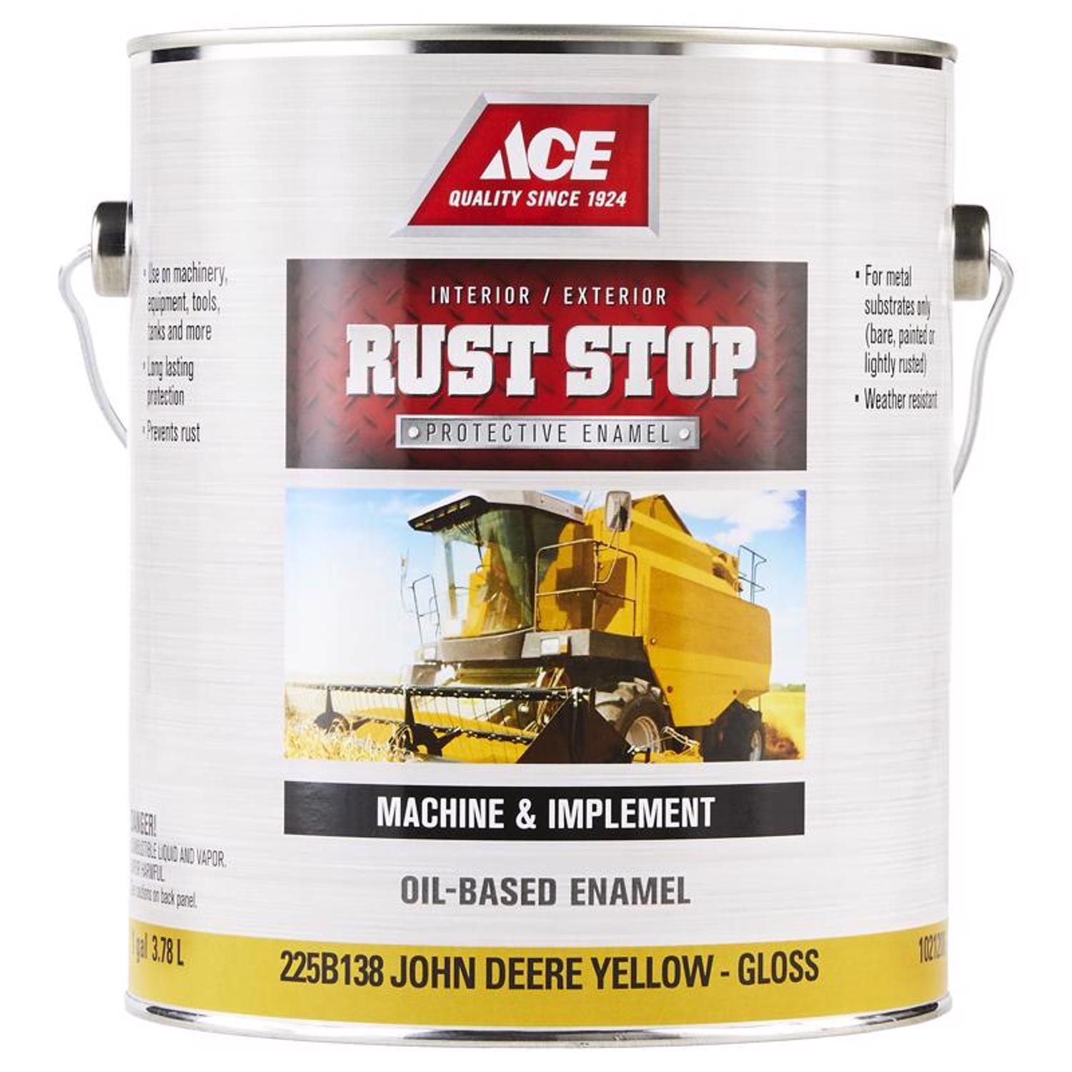 Ace Rust Stop Indoor and Outdoor Gloss John Deere Yellow Oil-Based Enamel Rust Prevention Paint 1 ga