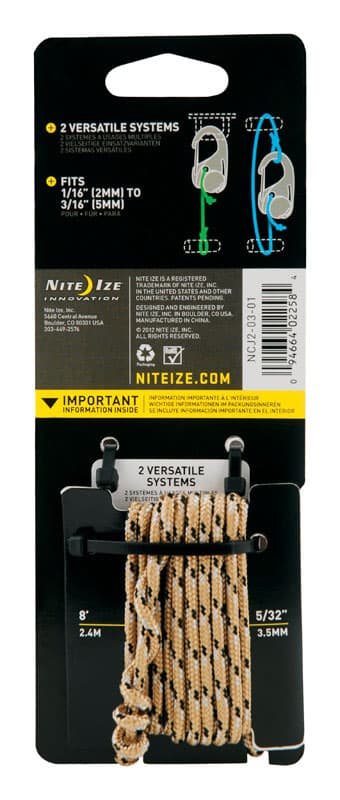 Nite Ize CamJam 5/32 in. D X 2 in. L Black Twisted Plastic Tie-Down Rope