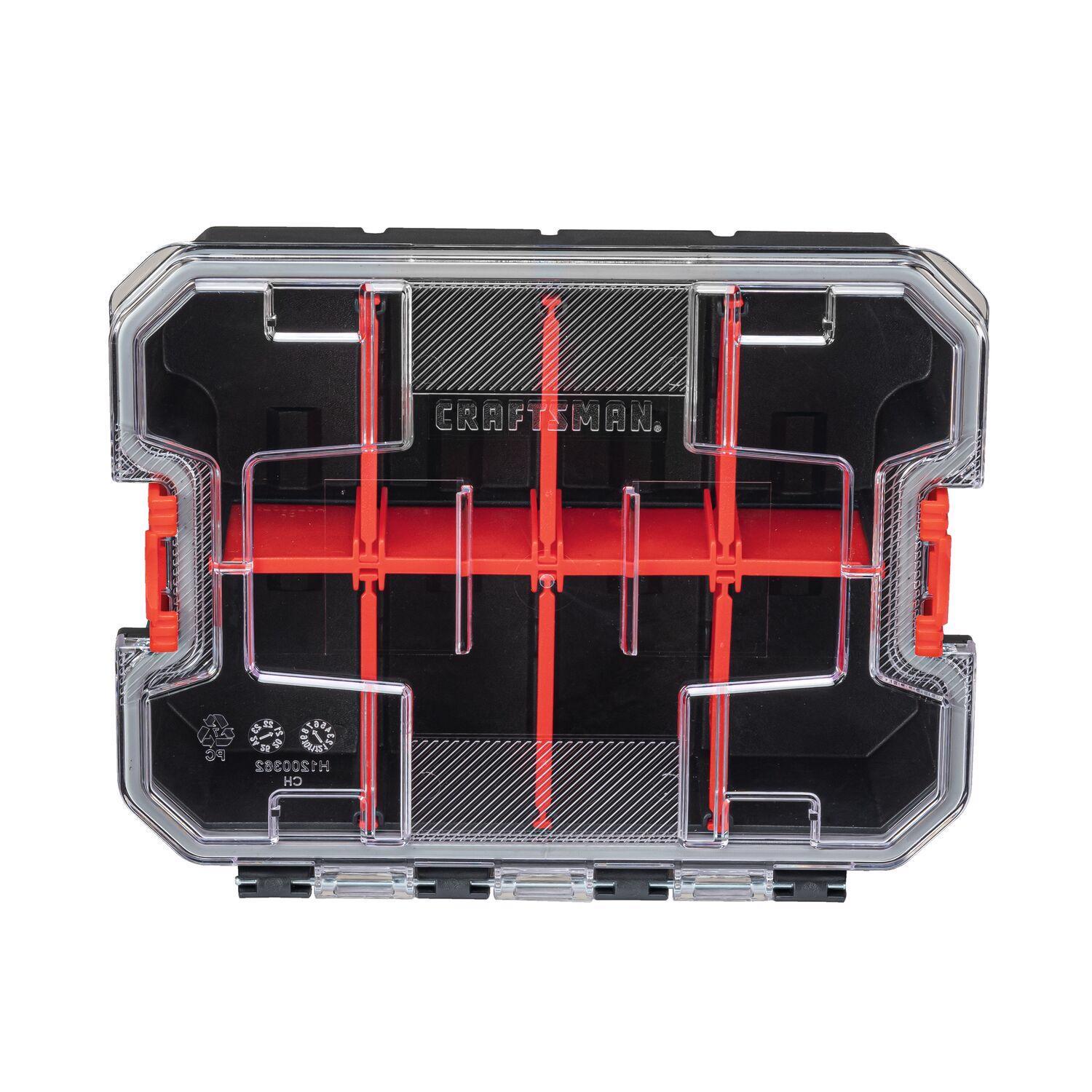 CRAFTSMAN VersaStack 7.5 in. W X 2.76 in. H Small Parts Bin Plastic 8 compartments Black/Red