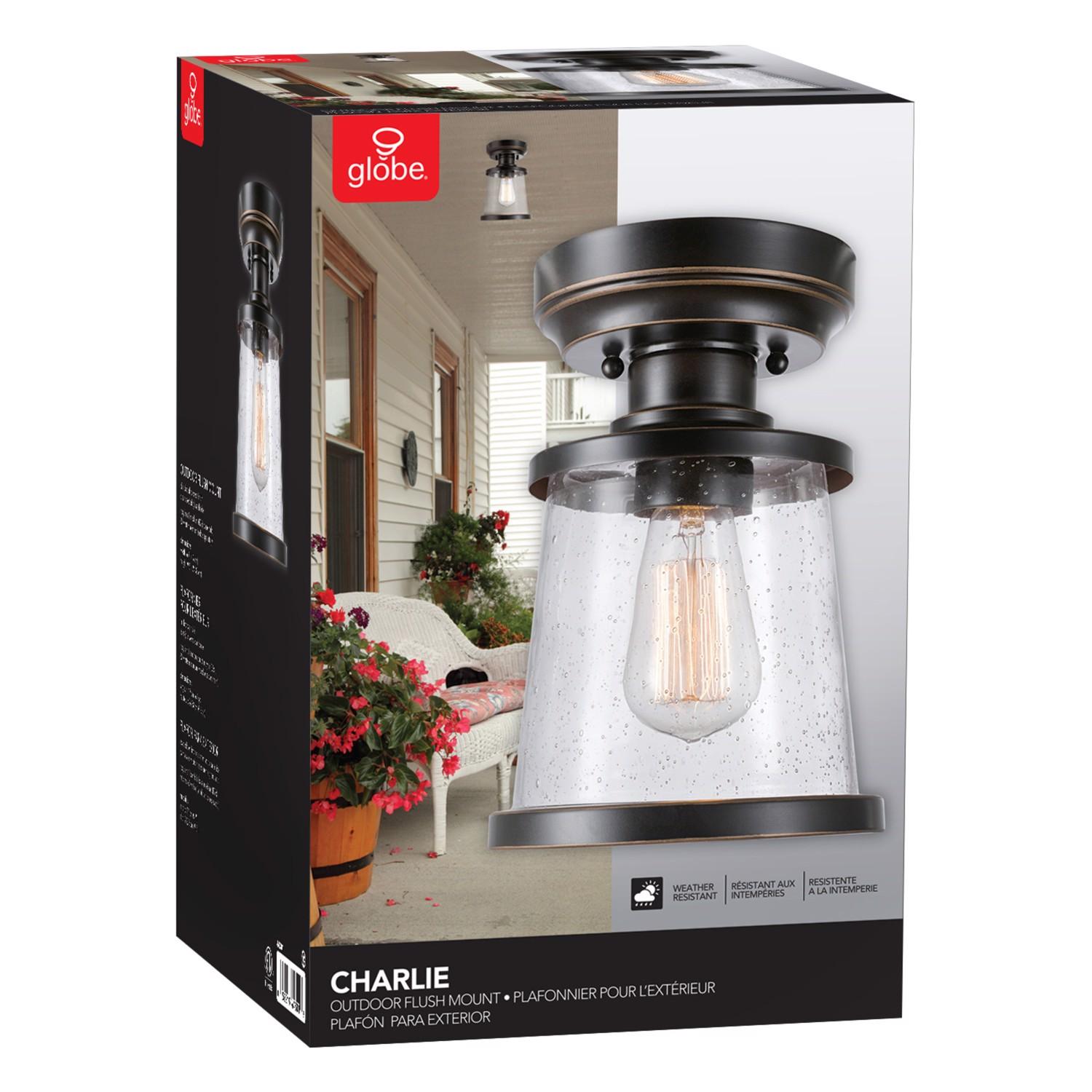 Globe Electric Charlie 9.6 in. H X 6.7 in. W X 6.7 in. L Oil Rubbed Bronze Ceiling Light
