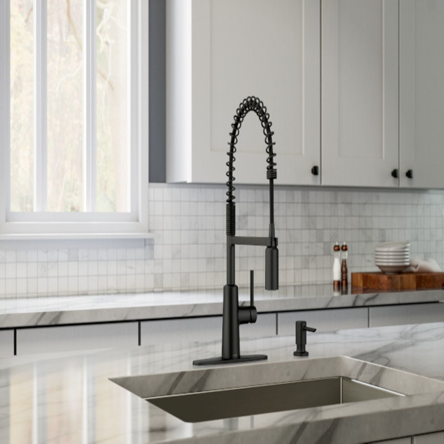 Moen Nori One Handle Matte Black Kitchen Faucet Stine Home + Yard