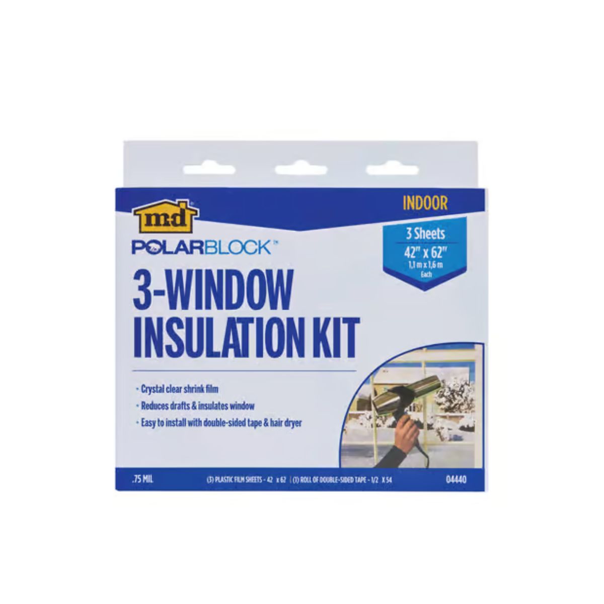 M-D Building Products Polar Block Indoor Window Shrink Film 42 in. L x 62 in. W 3 sheets