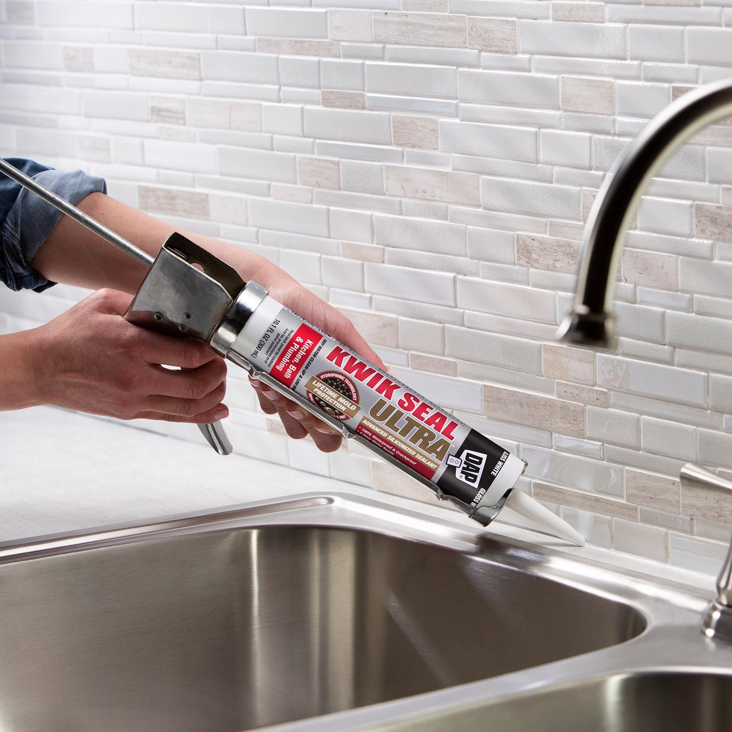 DAP Kwik Seal Ultra White Siliconized Acrylic Kitchen and Bath Sealant 10.1 oz