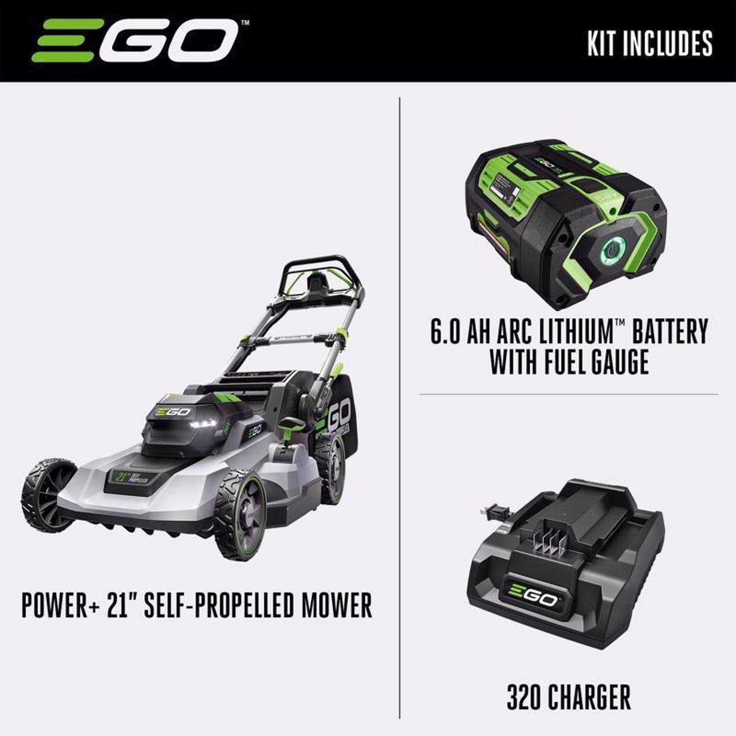 EGO Power+ LM2114SP 21 in. 56 V Battery Self-Propelled Lawn Mower Kit (Battery & Charger) W/ 6.0 AH BATTERY