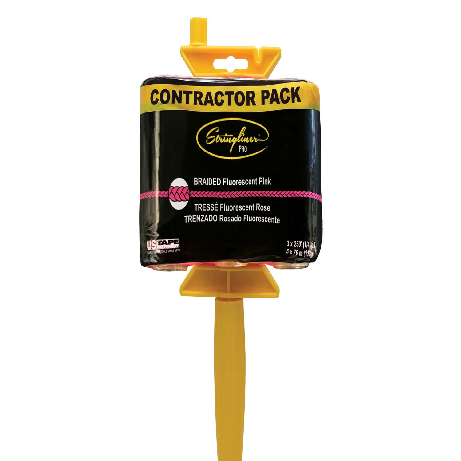Stringliner PRO Mason's Line and Reel Contractor Pack 250 ft. Fluorescent Pink Fine Braided Line