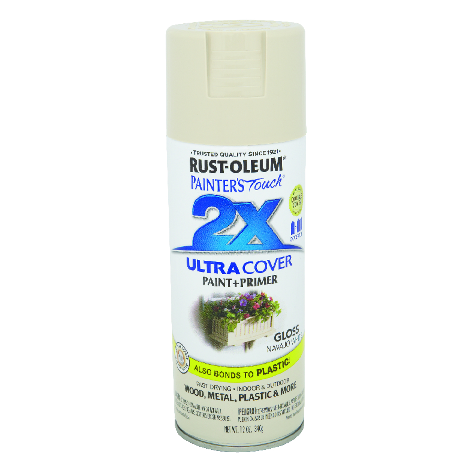 Rust-Oleum Painter's Touch Gloss Cottage White Paint+Primer Spray Paint 12 oz