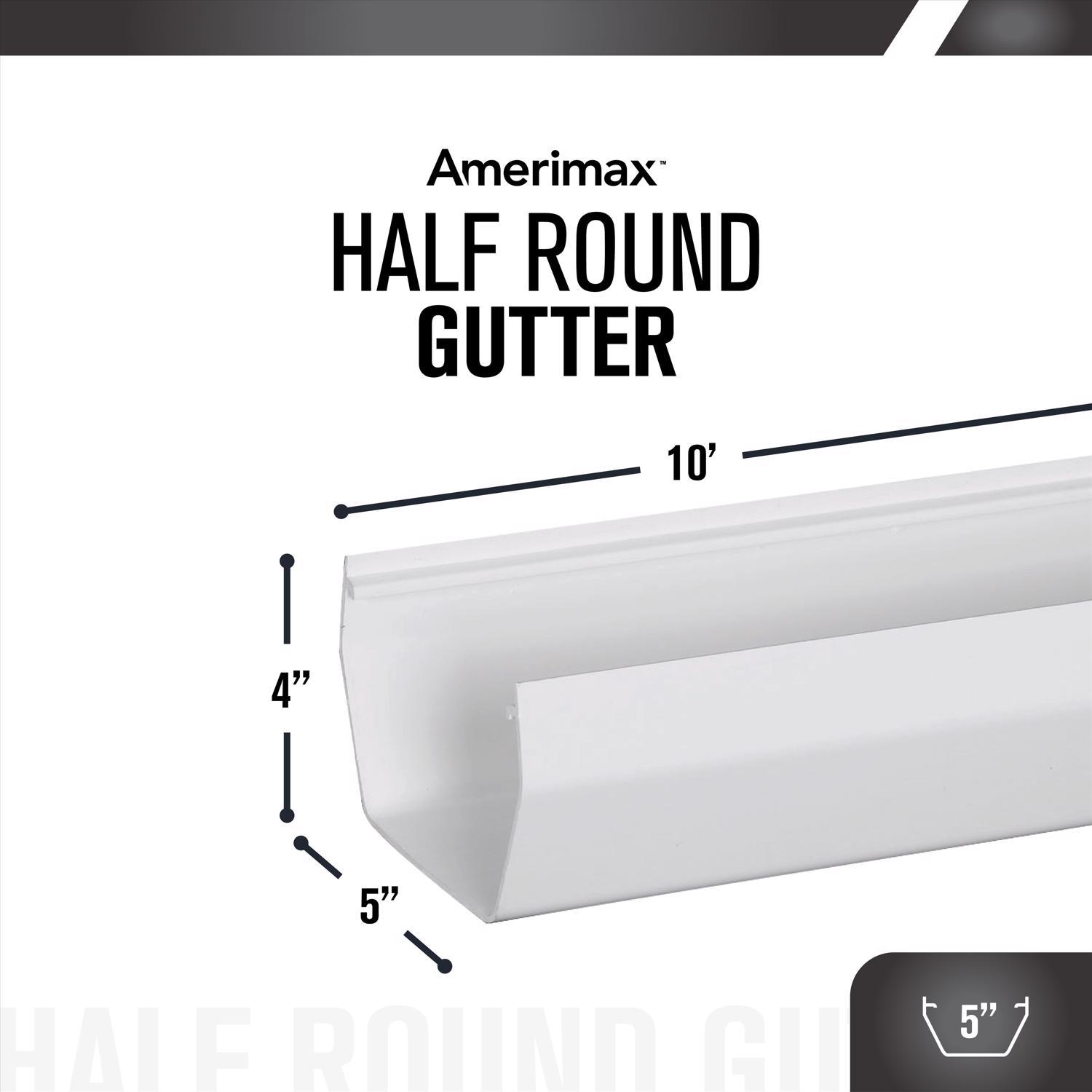 Amerimax 4 in. H X 5 in. W X 120 in. L White Vinyl U Gutter