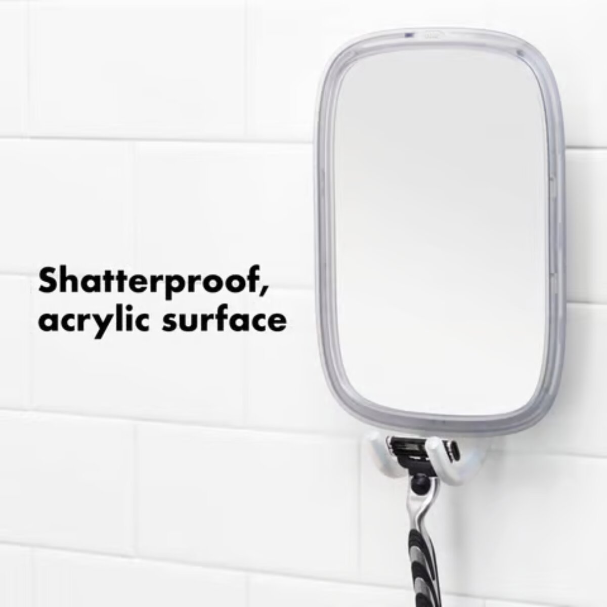 OXO Good Grips 13 in. H X 7 in. W Portable Shower Mirror Silver