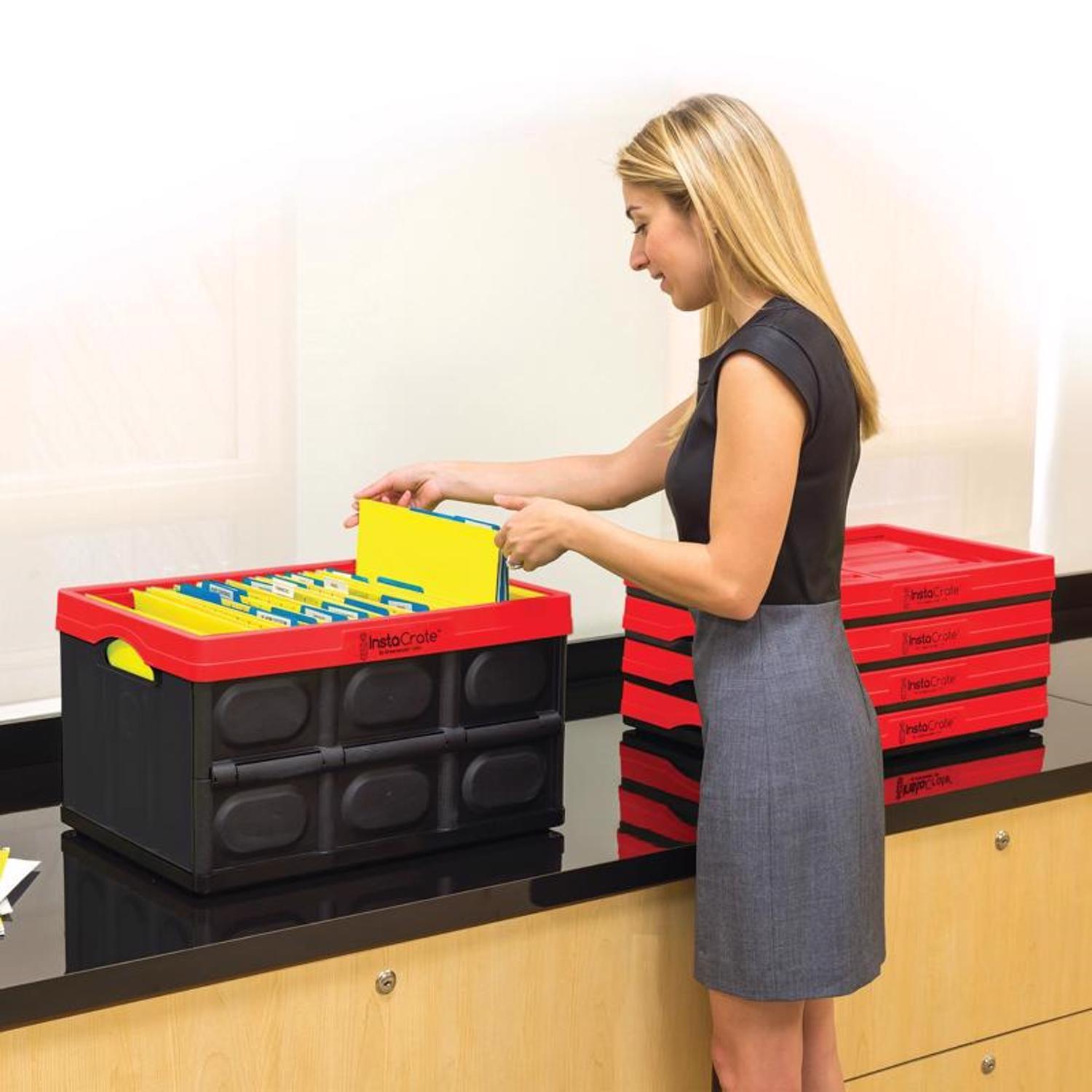 Greenmade InstaCrate 12 gal Black/Red Folding Crate 11.7 in. H X 14.2 in. W X 21 in. D Stackable