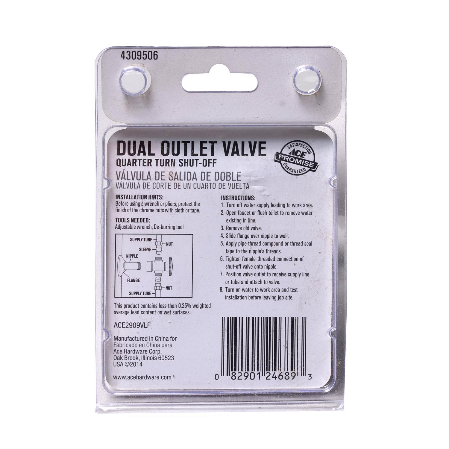 Ace 1/2 in. FPT T X 1/2 in. S FPT Brass Dual Shut-Off Valve