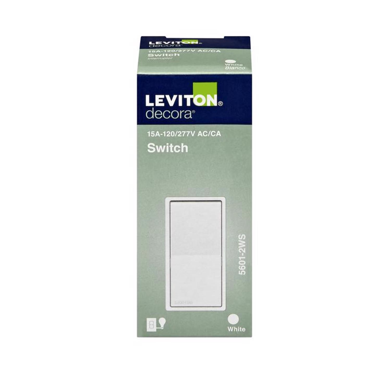 Leviton Decora 15 amps Single Pole Rocker Switch White 1 pk