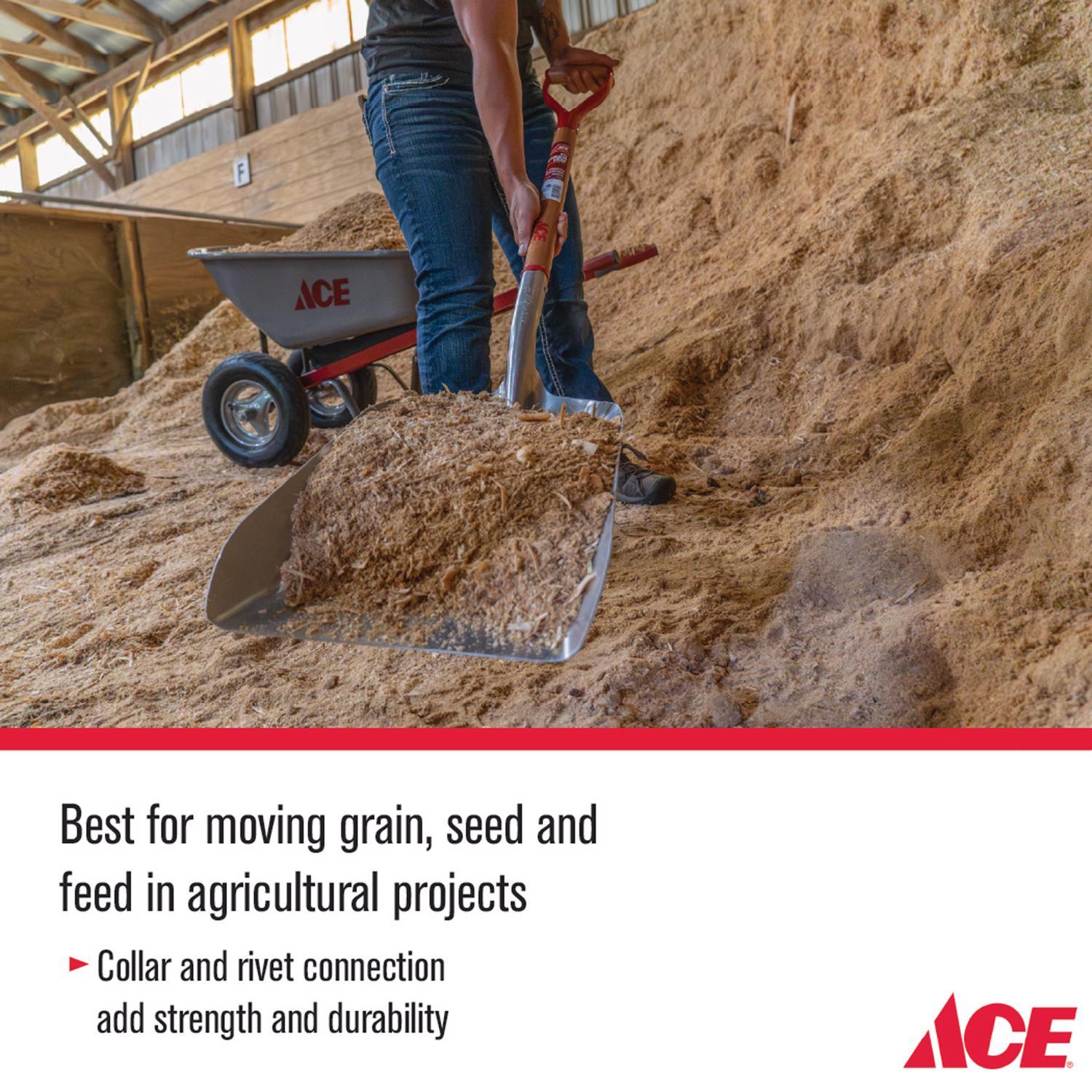 Ace 45 in. Aluminum Scoop General Purpose Shovel Wood Handle