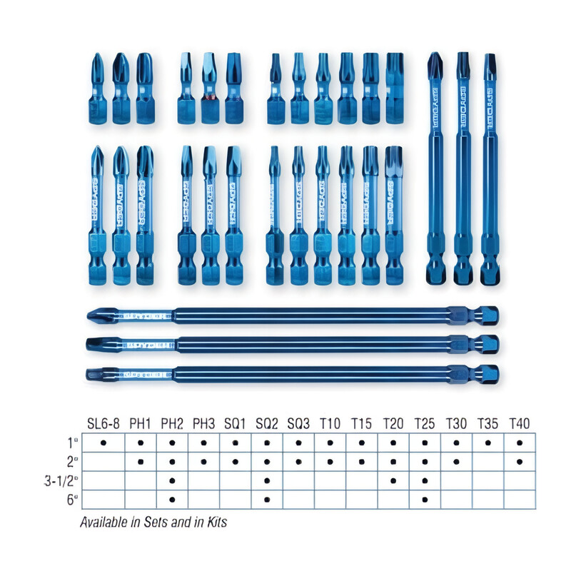 Spyder Mach-Blue PH2 1/4-in x 2-in Phillips Impact Driver Bit Set 15 -Piece