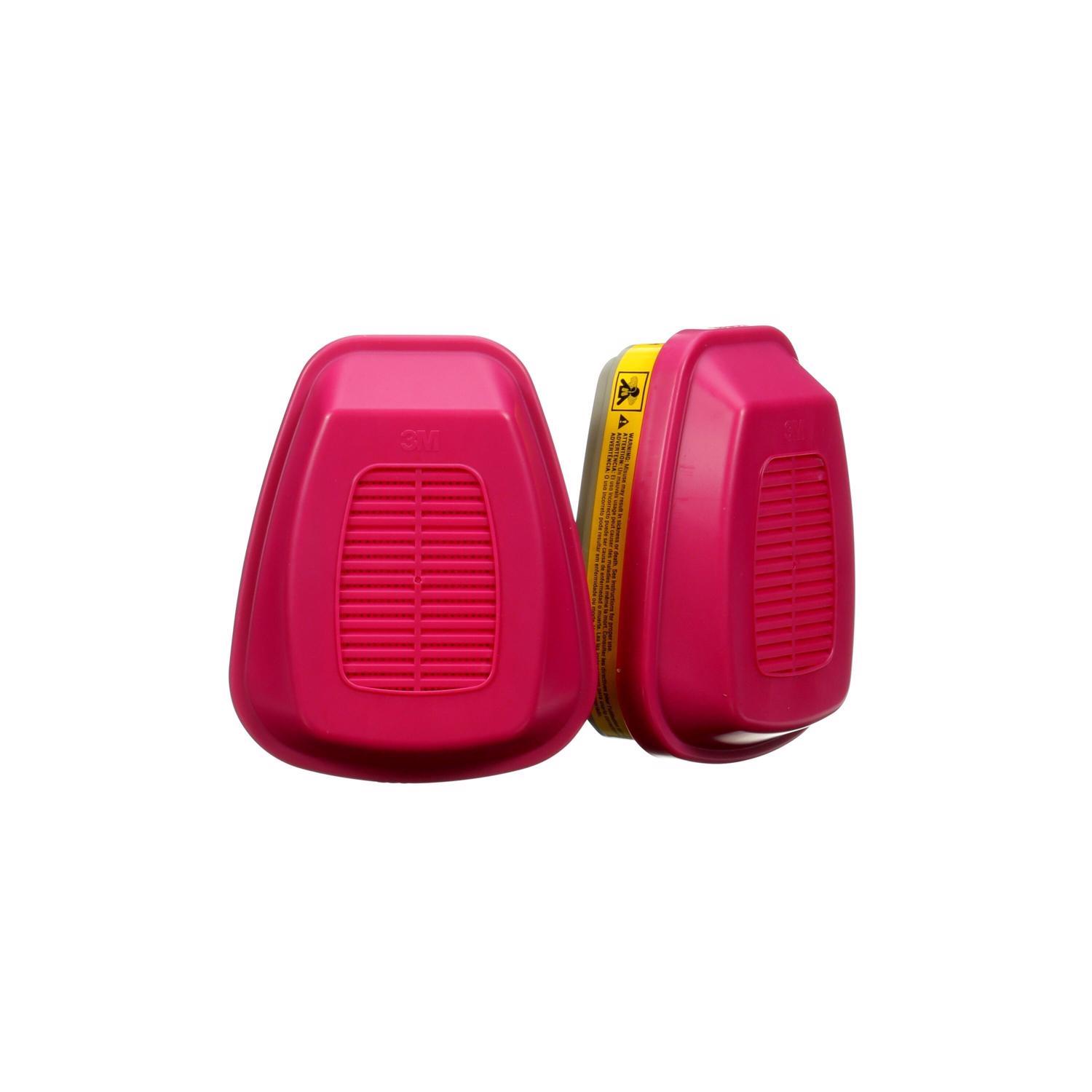 3M P100 Acid Gas and Organic Vapor Respirator Cartridge Replacement Pink 2 pc