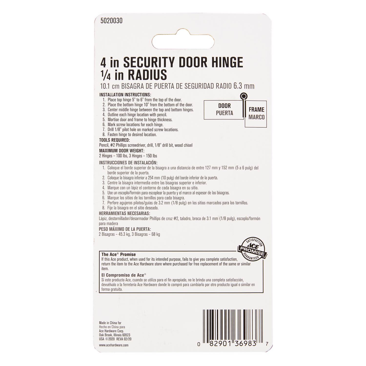 Ace 4 in. L Oil Rubbed Bronze Residential Door Hinge 1 pk