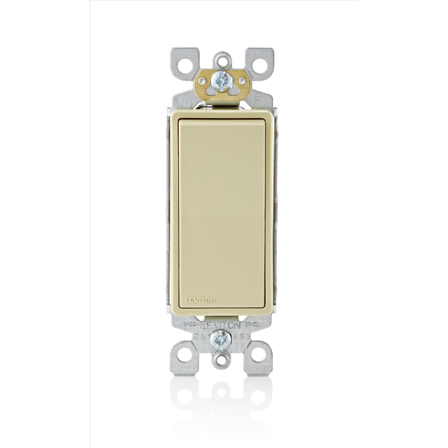 Leviton Decora 15 amps Single Pole Rocker AC Quiet Switch Ivory 1 pk