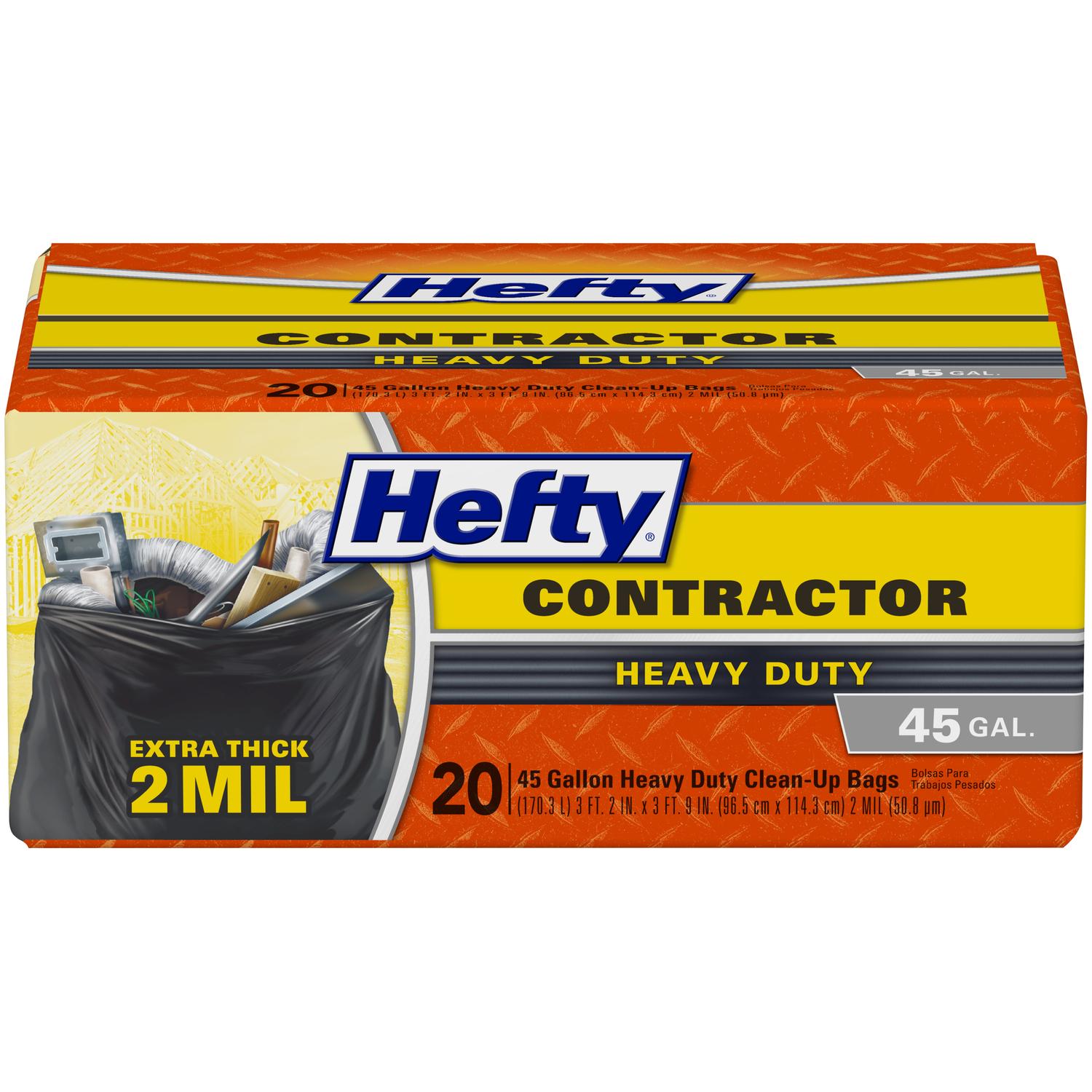 Hefty 45 gal No Scent Scent Contractor Bags Twist Tie 20 pk 2 mil
