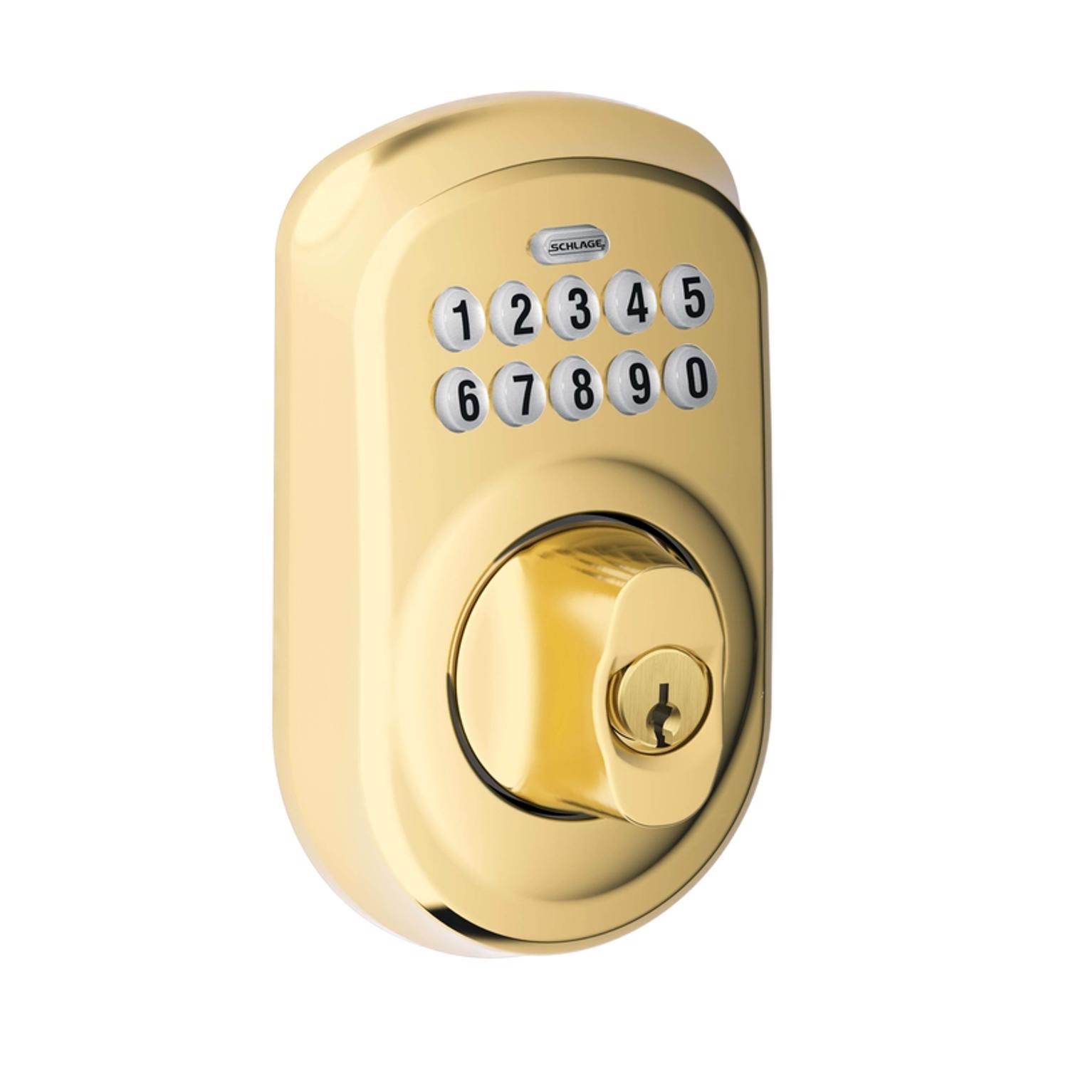 Schlage Bright Brass Steel Electronic Deadbolt