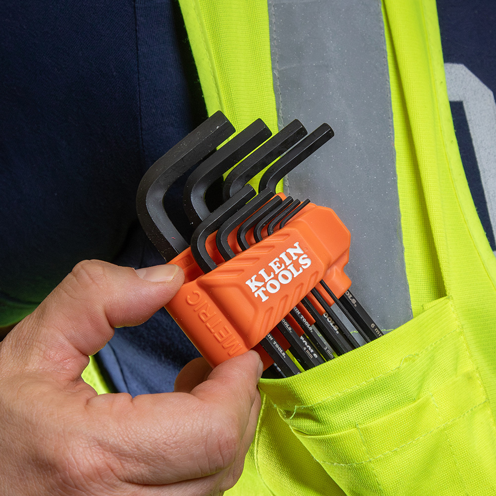 Klein L-Style Long Hex Key Set, SAE and Metric, 22-Piece