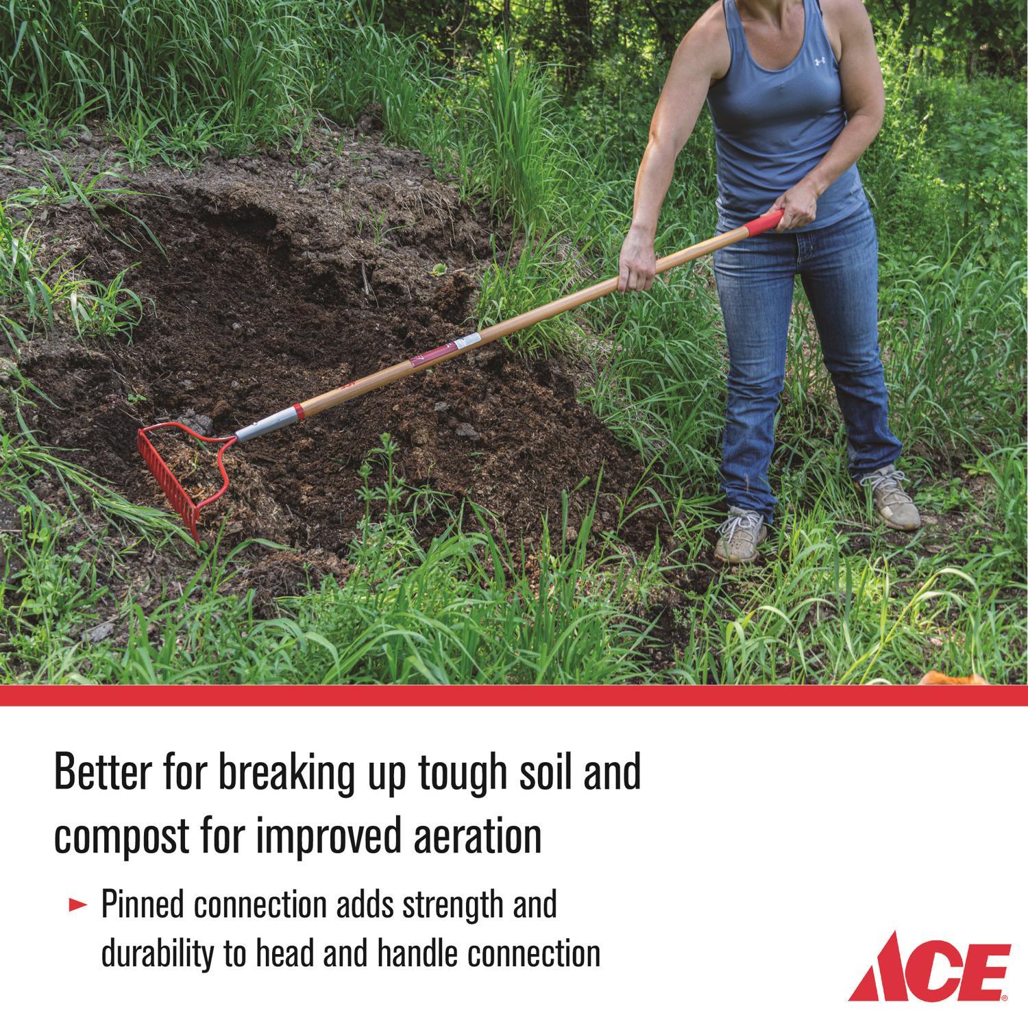 Ace 60 in. 16 Tine Steel Bow Rake Wood Handle