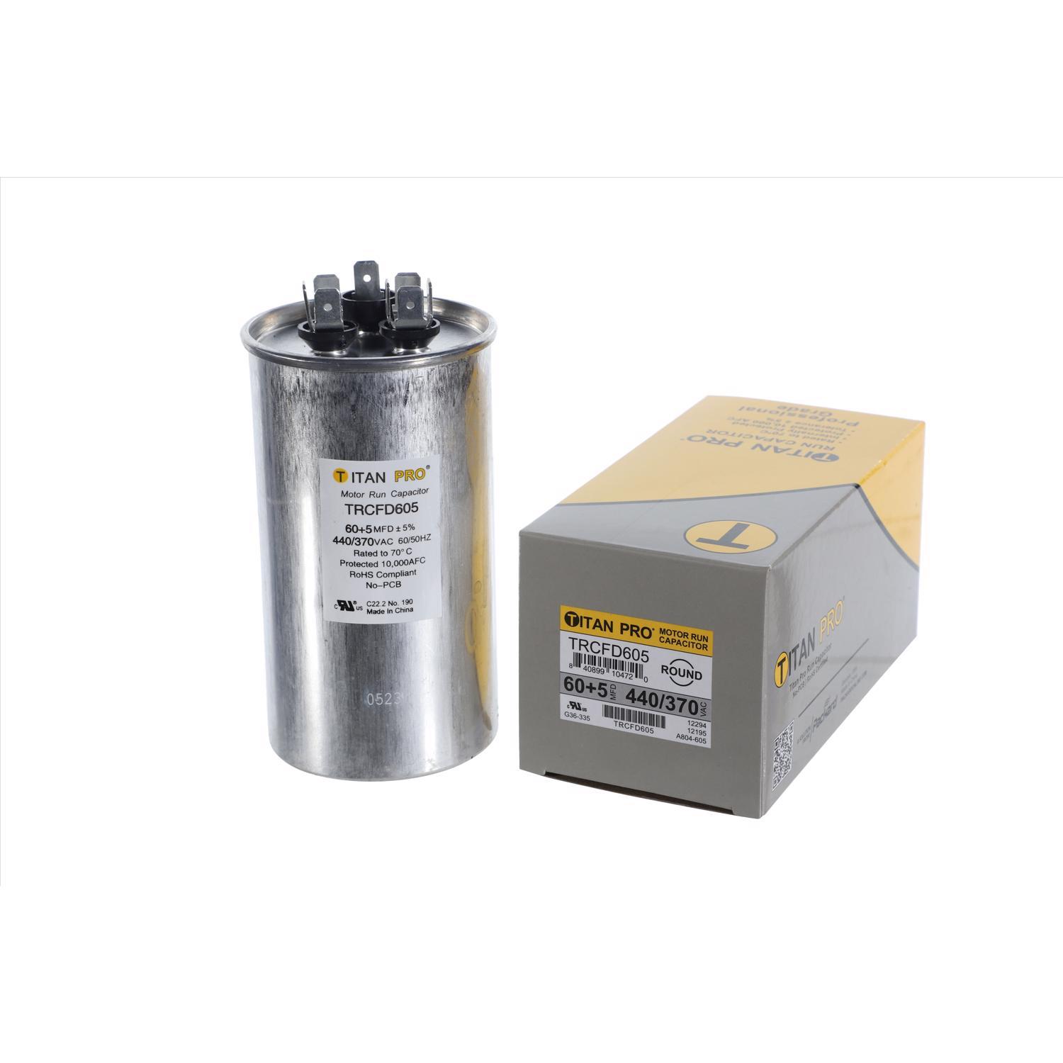 Titan Pro 60+5 MFD 440 V Round Run Capacitor