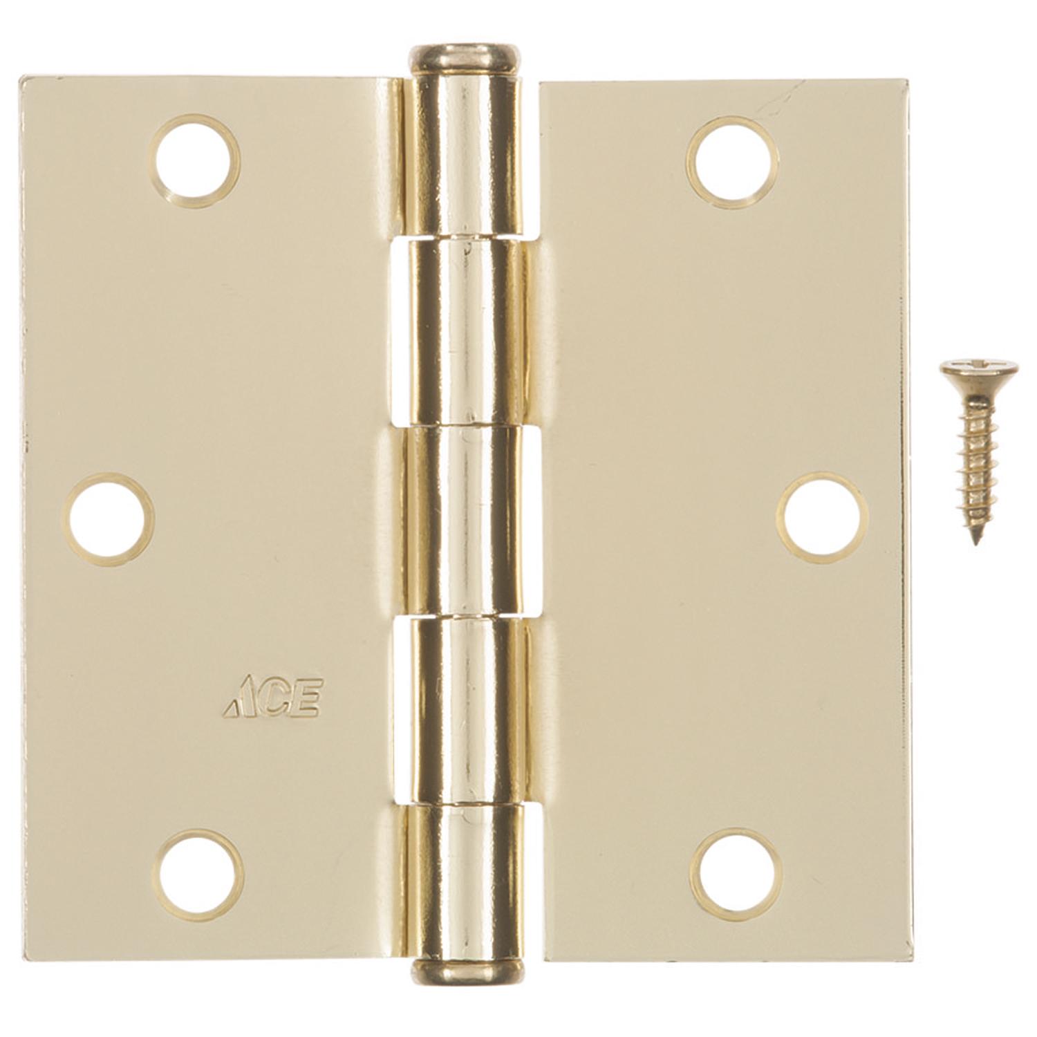 Hampton 3-1/2 in. L Bright Brass Residential Door Hinge 12 pk