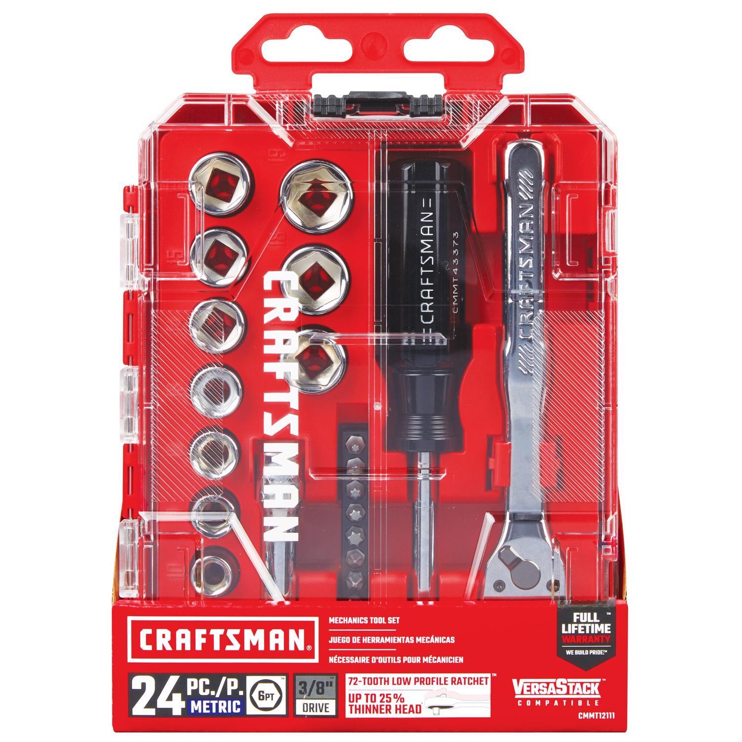 Craftsman 3/8 in. drive Metric 6 Point Nano Mechanic's Tool Set 24 pc