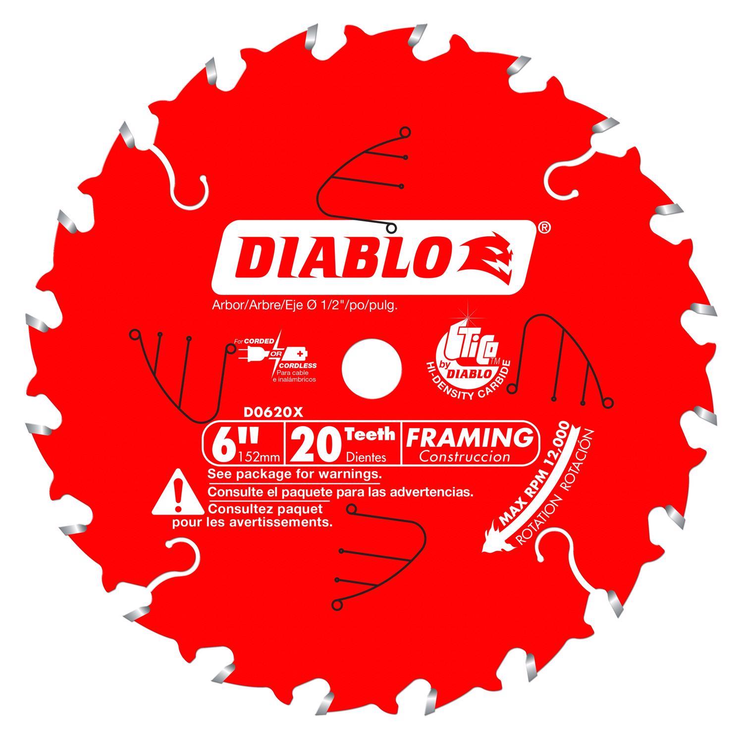 Diablo 6 in. D X 1/2 in. TiCo Hi-Density Carbide Framing Blade 20 teeth 1 pk