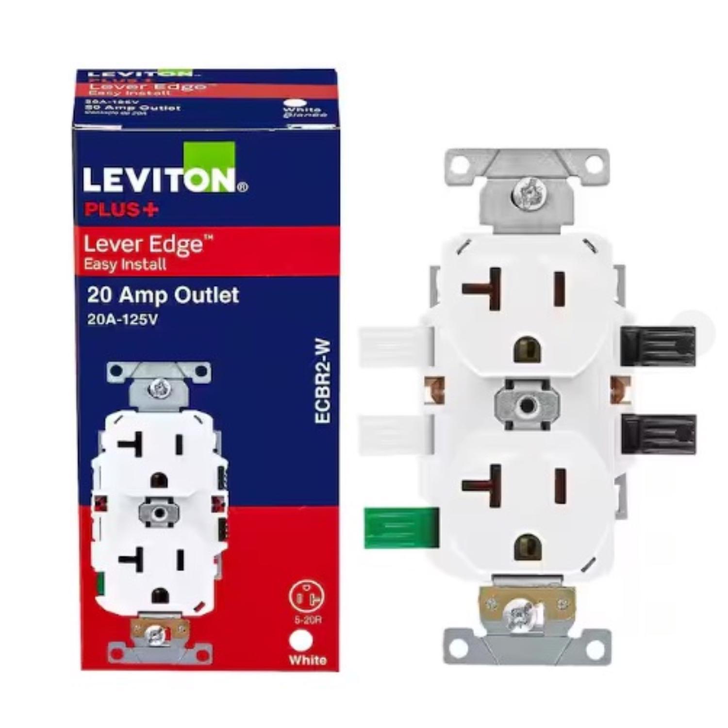 Leviton Lever Edge 20 amps 125 V White Outlet 1 pk