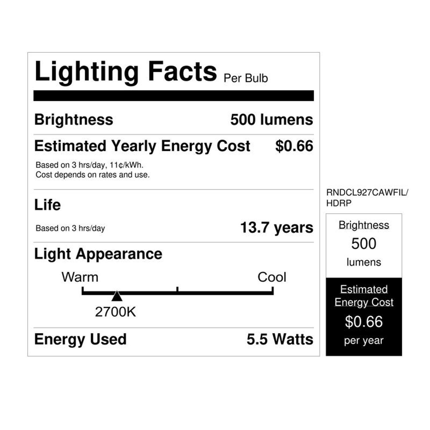 Feit G63 E26 (Medium) Filament LED Bulb Soft White 60 Watt Equivalence 1 pk