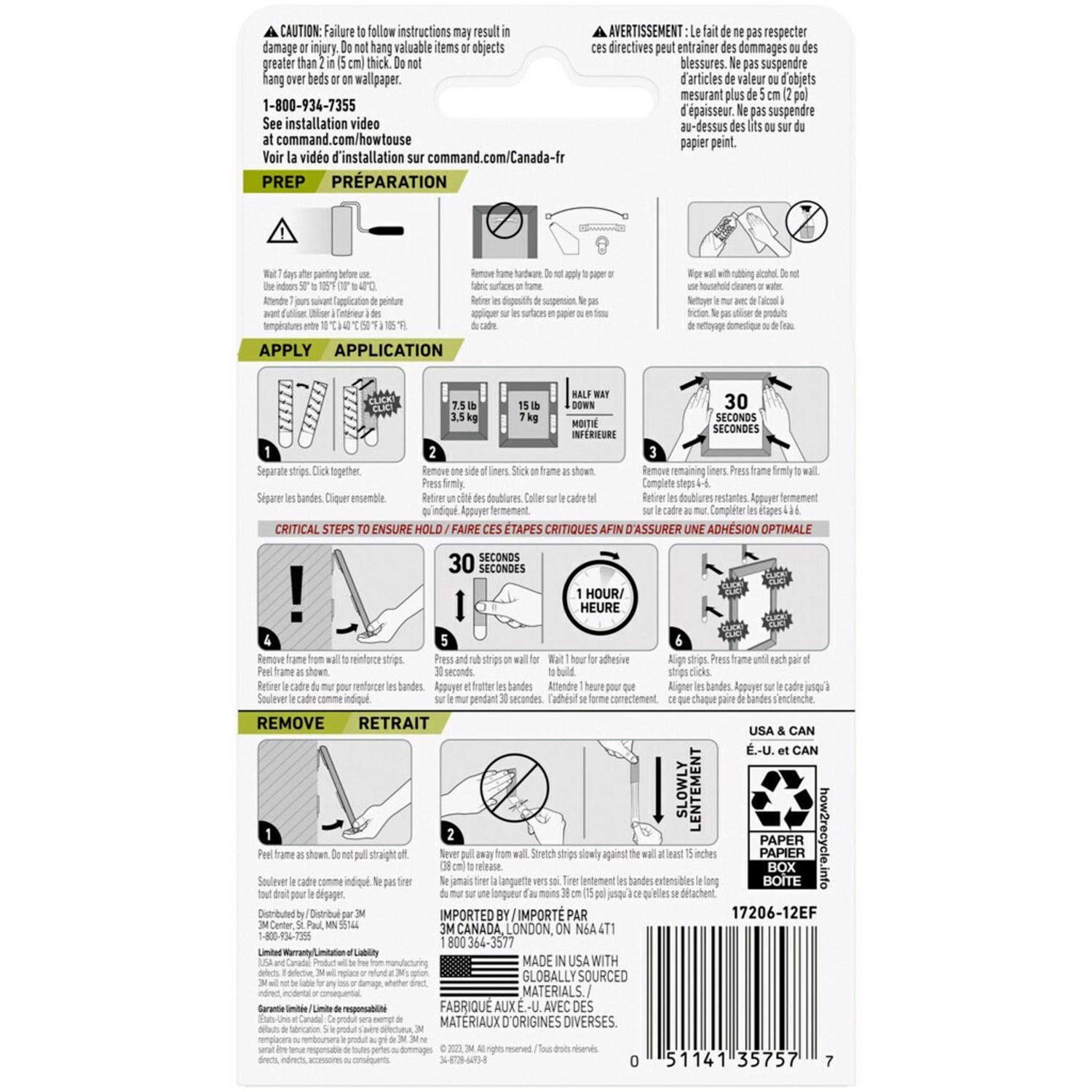 3M Command Black Large Picture Hanging Strips 15 lb 4 pk