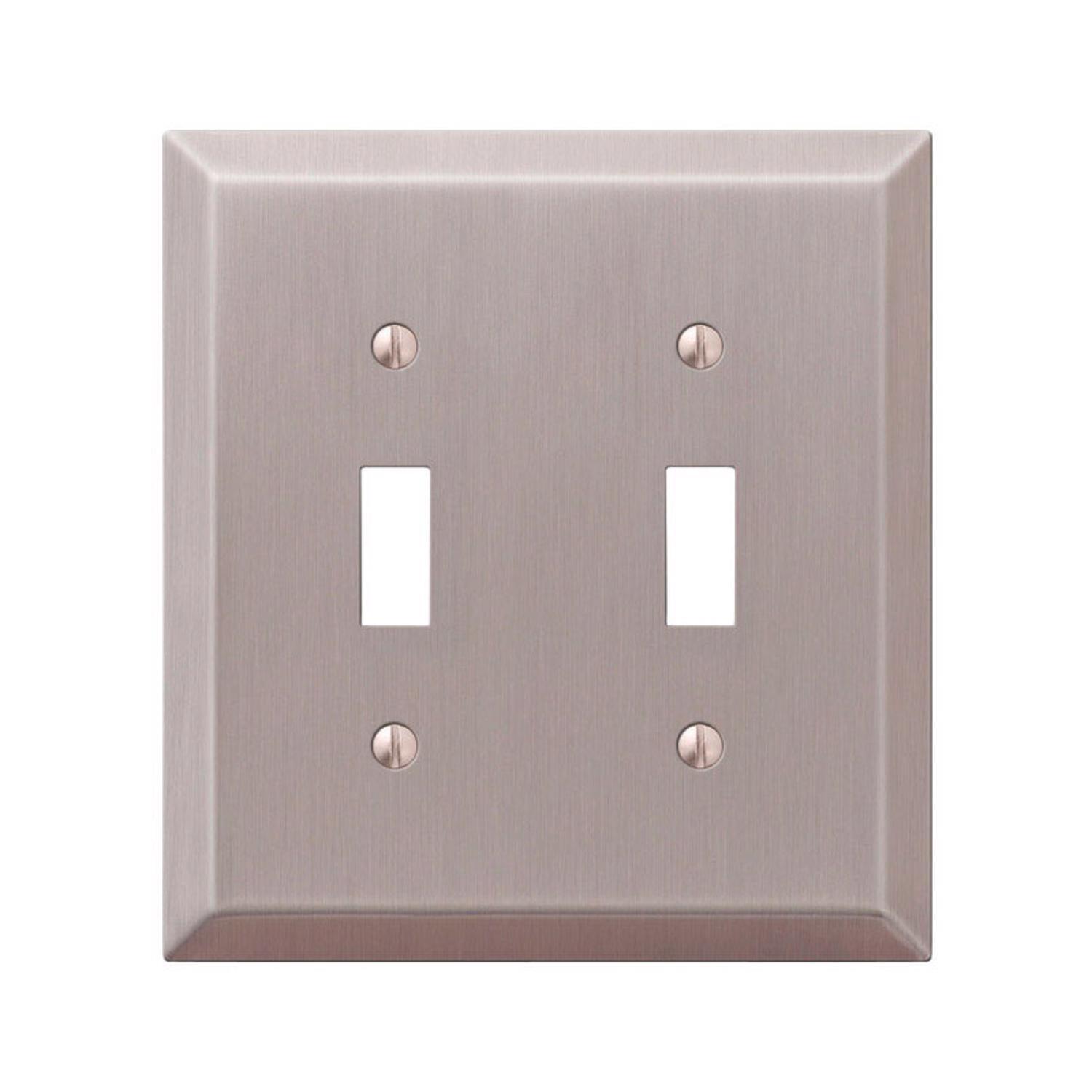Amerelle Century Brushed Nickel 2 gang Stamped Steel Toggle Wall Plate 1 Pack