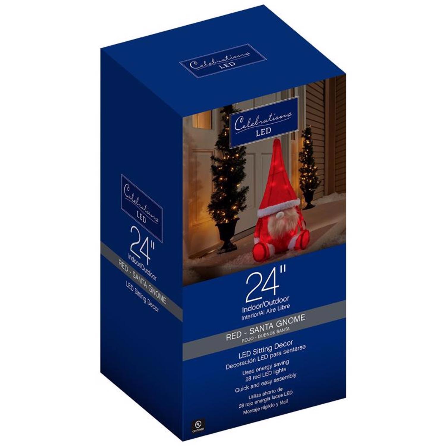 Celebrations Blue LED Red Gnome 2 ft. Yard Decor