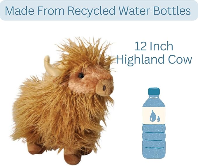 The Petting Zoo Highland Cow Plushie Stuffed Animal, Gifts for Kids, Wild Onez Wildlife Animals, Standing Cow Plush Toy, 12 in.