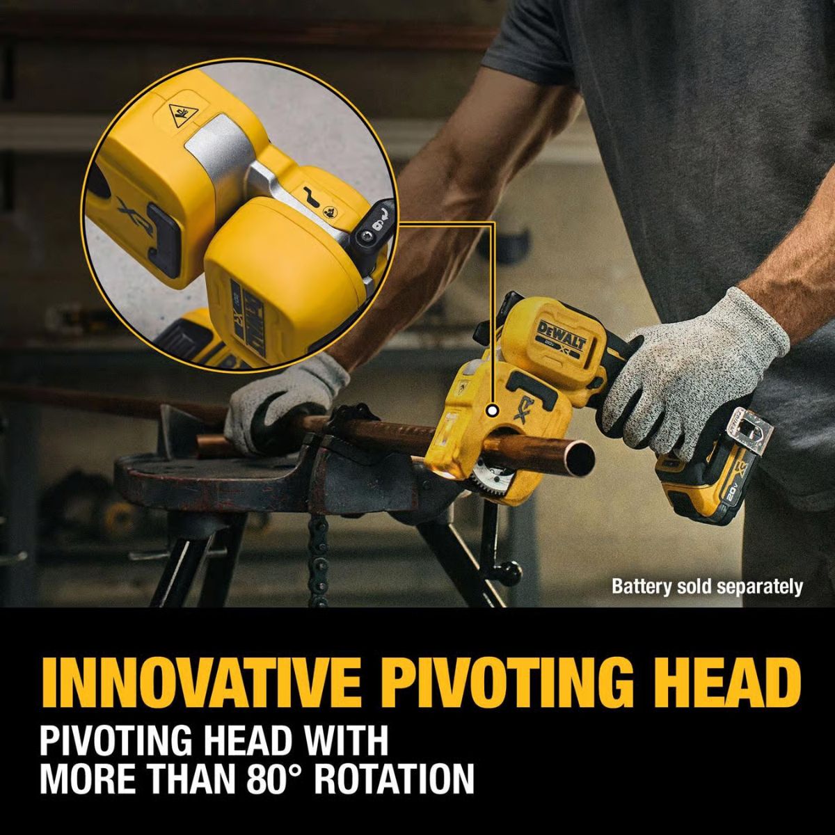 DeWalt 20V MAX XR 1-1/4 in. Copper Tubing Cutter Black/Yellow 1 Piece