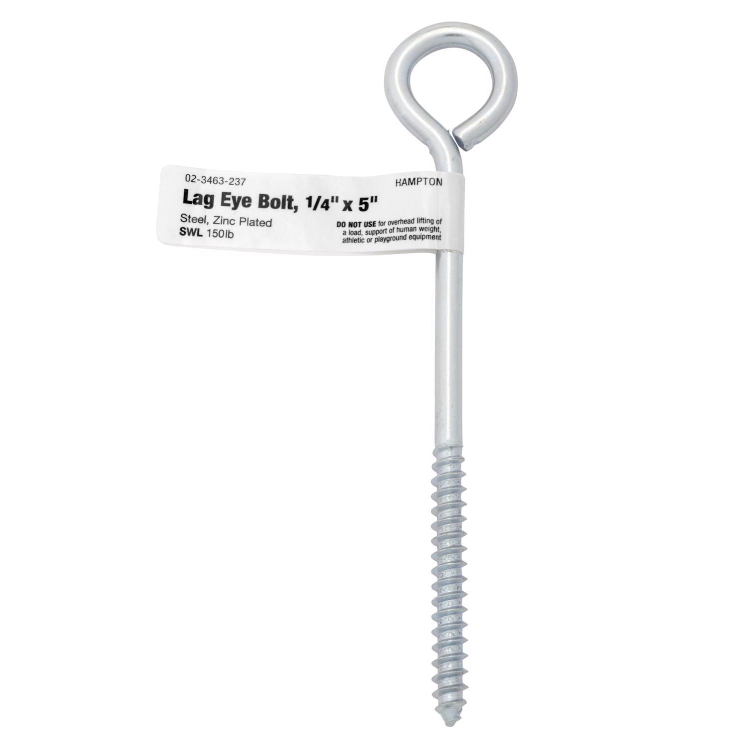Hampton 1/4 in. X 5 in. L Zinc-Plated Steel Lag Thread Eyebolt