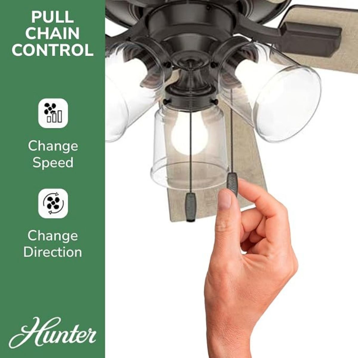 Hunter Crestfield 52 in. Bronze with 3 LED Indoor Ceiling Fan