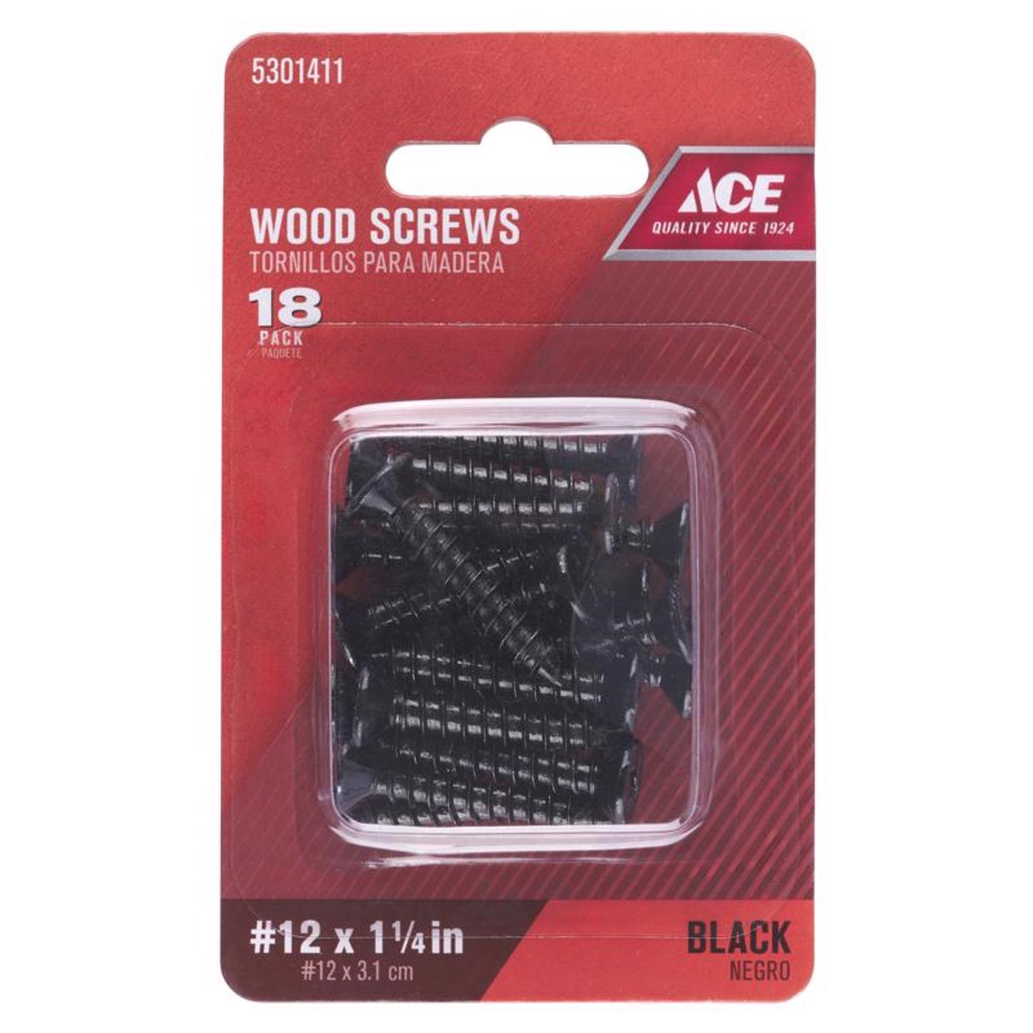 Ace No. 12 X 1-1/4 in. L Phillips Black Coarse Wood Screws 18 pk