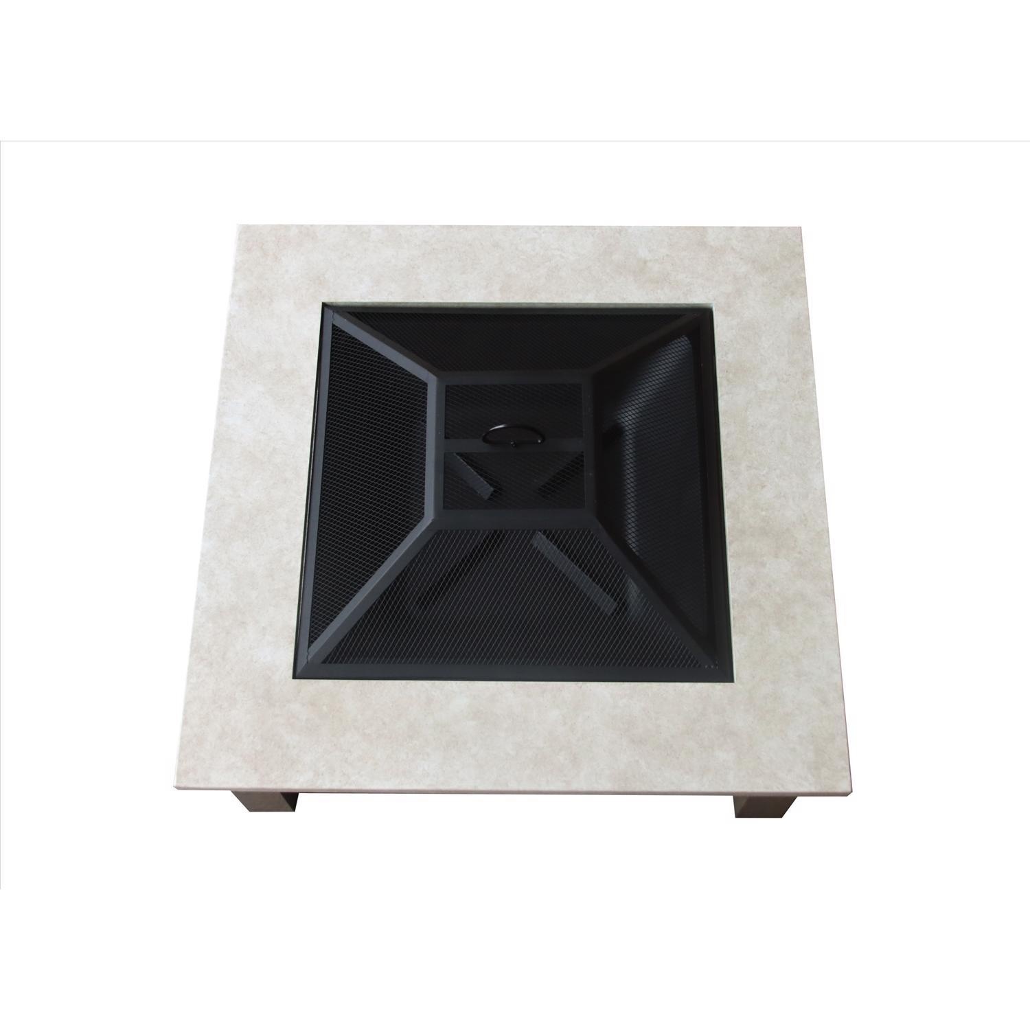 Living Accents 34 in. W Steel Modern Square Wood Fire Pit