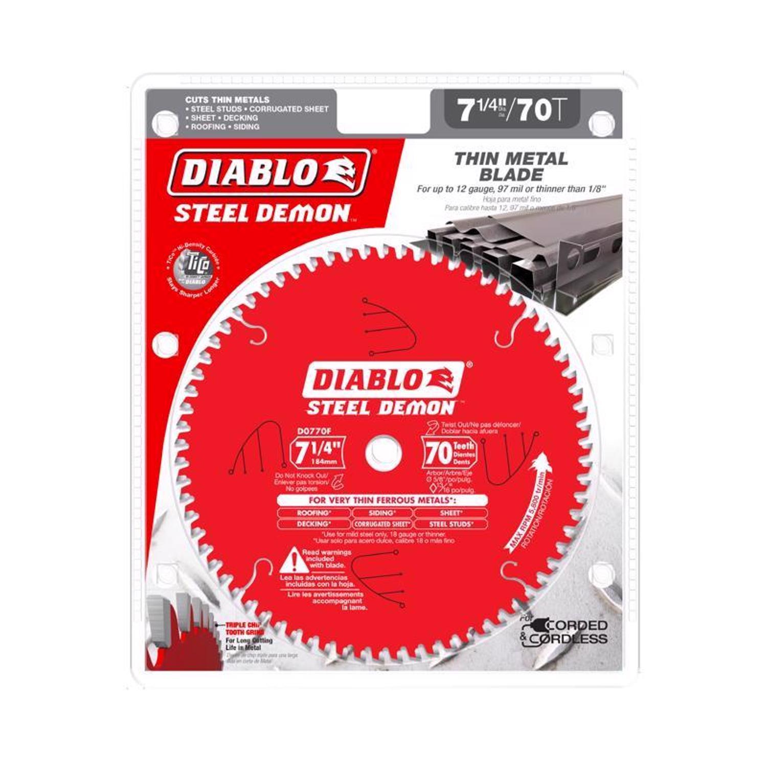 Diablo Steel Demon 7-1/4 in. D X 5/8 in. TiCo Hi-Density Carbide Ferrous Metal Saw Blade 70 teeth 1