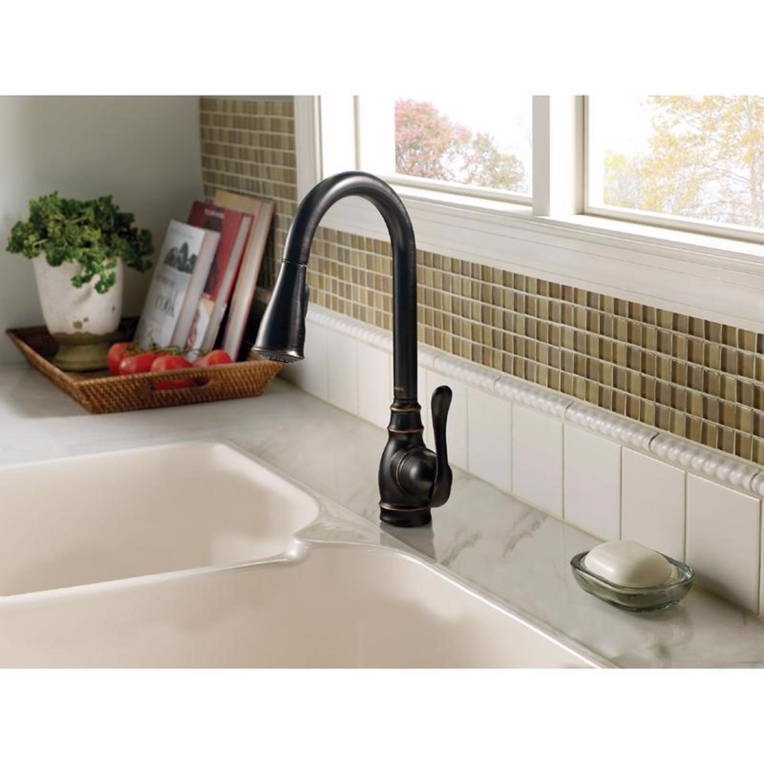 Moen Anabelle One Handle Bronze Pull-Down Kitchen Faucet