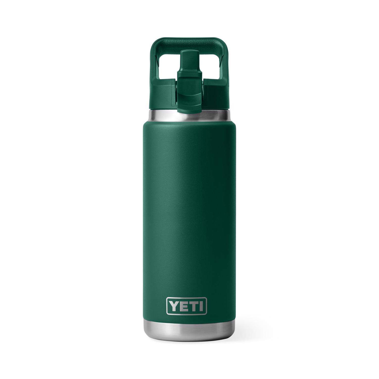 YETI Rambler 26 oz Black Forest Green BPA Free Bottle with Straw Cap