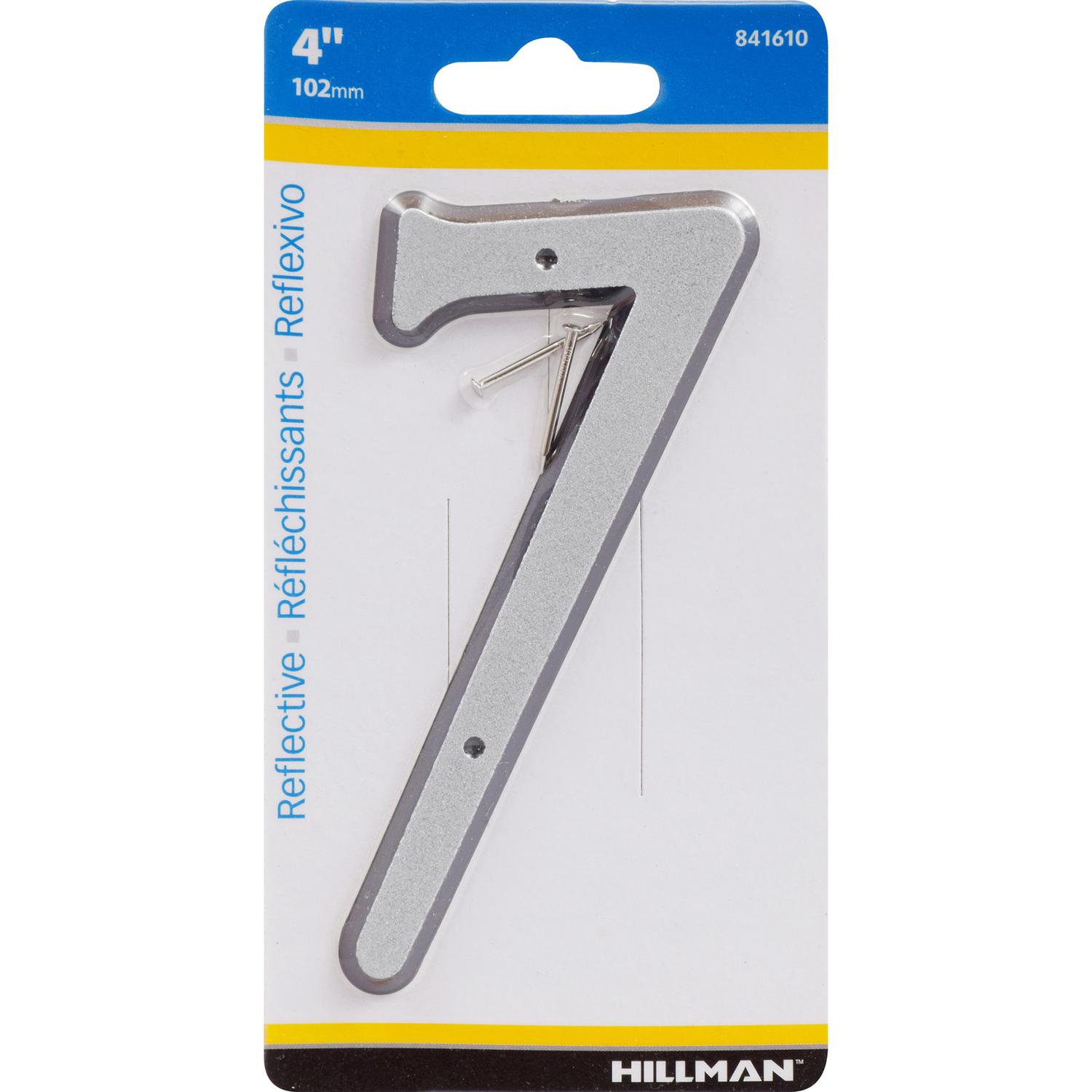 HILLMAN 4 in. Reflective Silver Plastic Nail-On Number 7 1 pc