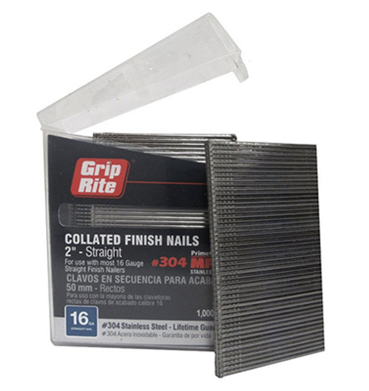 Grip-Rite 1" Collated Straight Finish Nails, 16 Gauge, Electrogalvanized, Smooth Shank, (1,000 Box/5 Boxes)