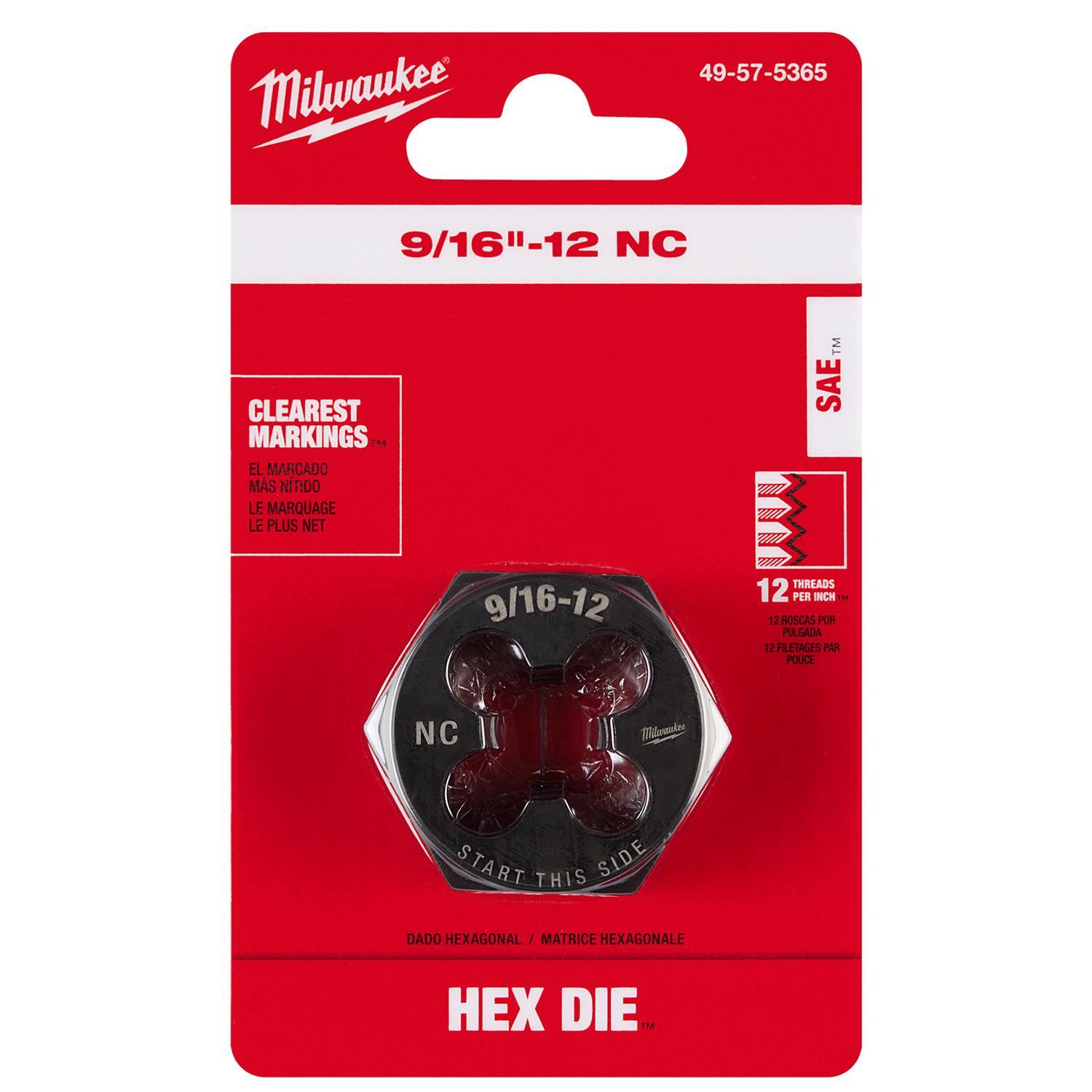 Milwaukee SAE 9/16-12 NC 1-7/16" Hex Threading Die