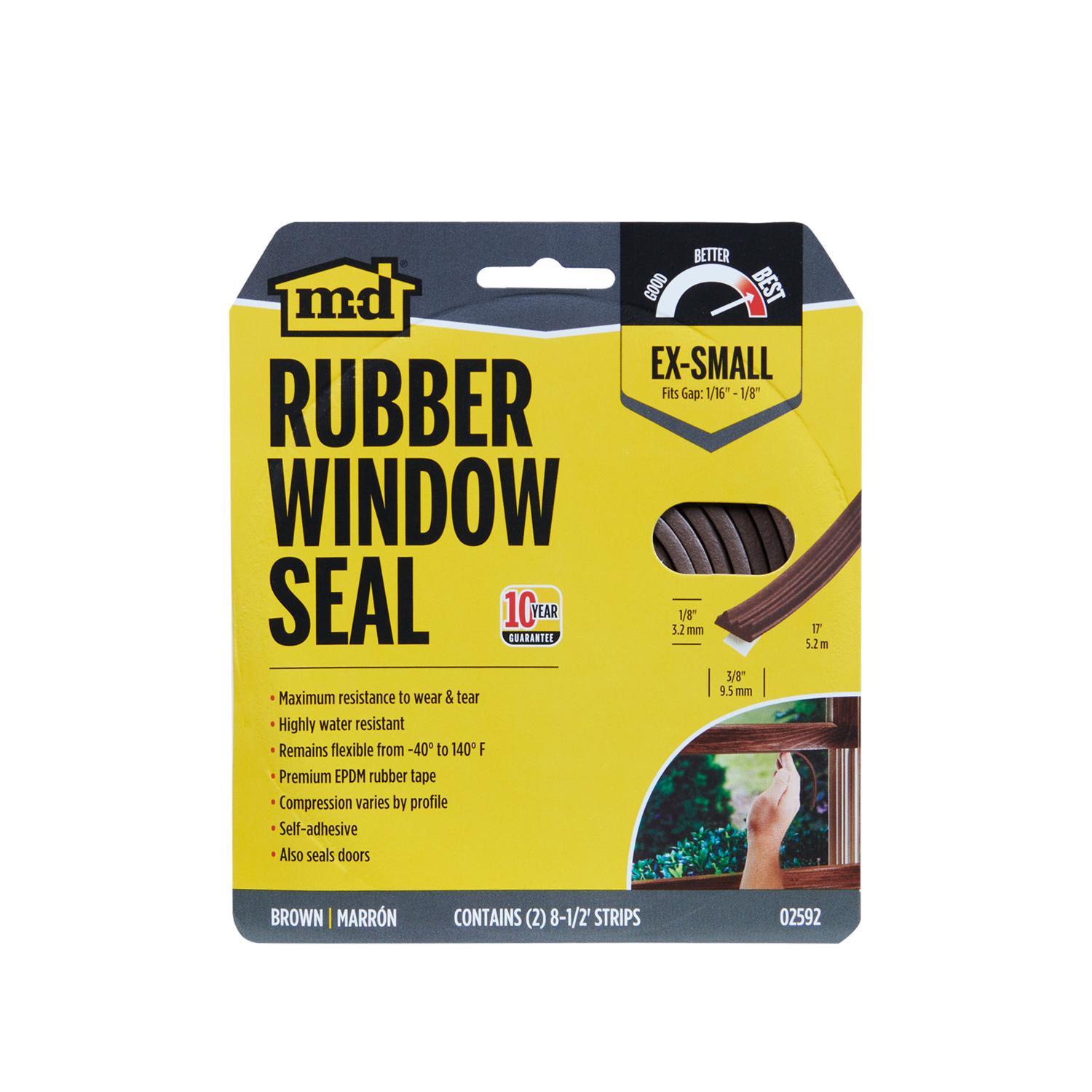 M-D Brown Rubber Weather Stripping Tape For Doors and Windows 17 ft. L X 3/8 in.