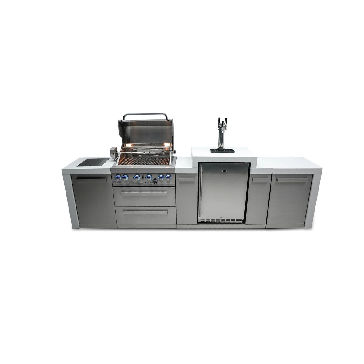 Mont Alpi 4-burner Deluxe Island with a Kegerator